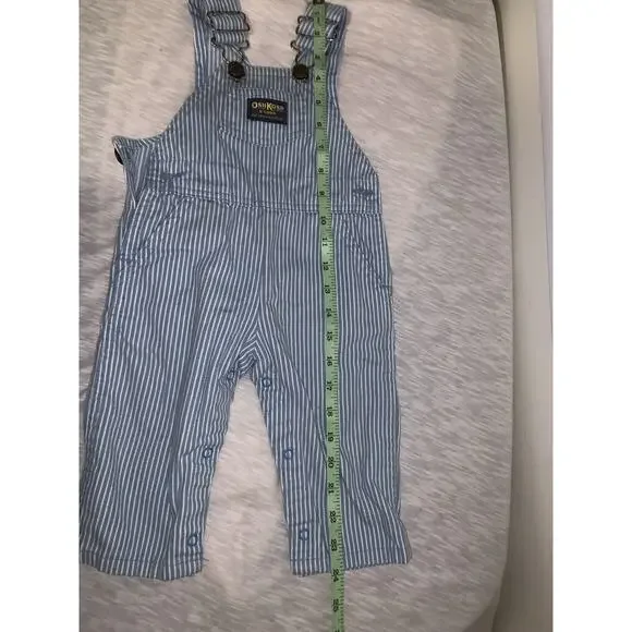 Oshkosh Bigosh VINTAGE Striped Overalls Size 12 Months Denim Vestbak Made In USA - Picture 7 of 7